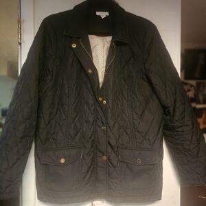 Charter Club Black Quilted Jacket Large